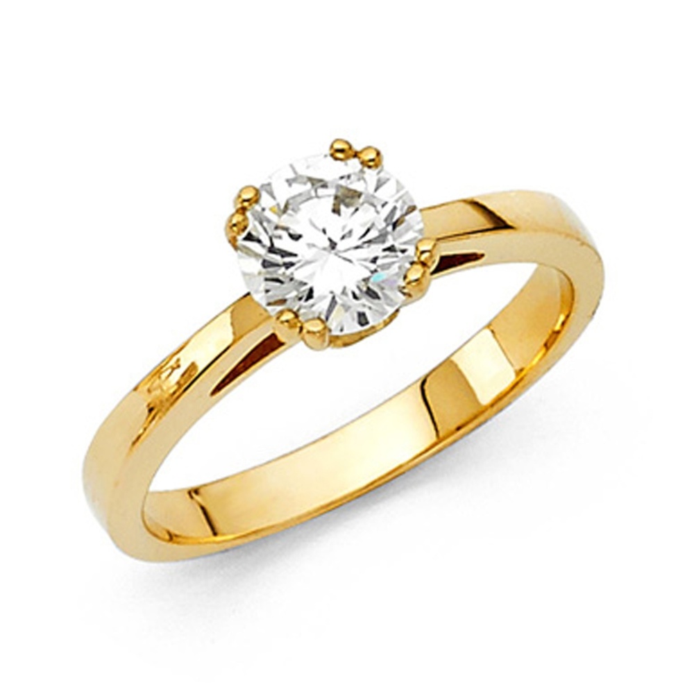 1-CT Double-Prong Cathedral Round-Cut CZ Ring